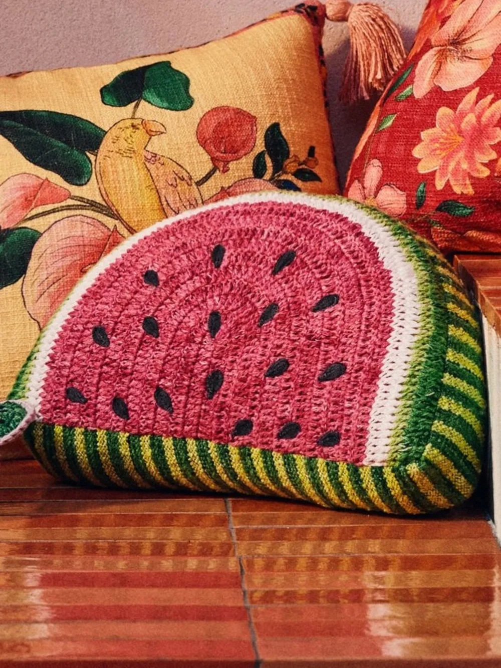 Woven Watermelon Pillow From Anthropologie
